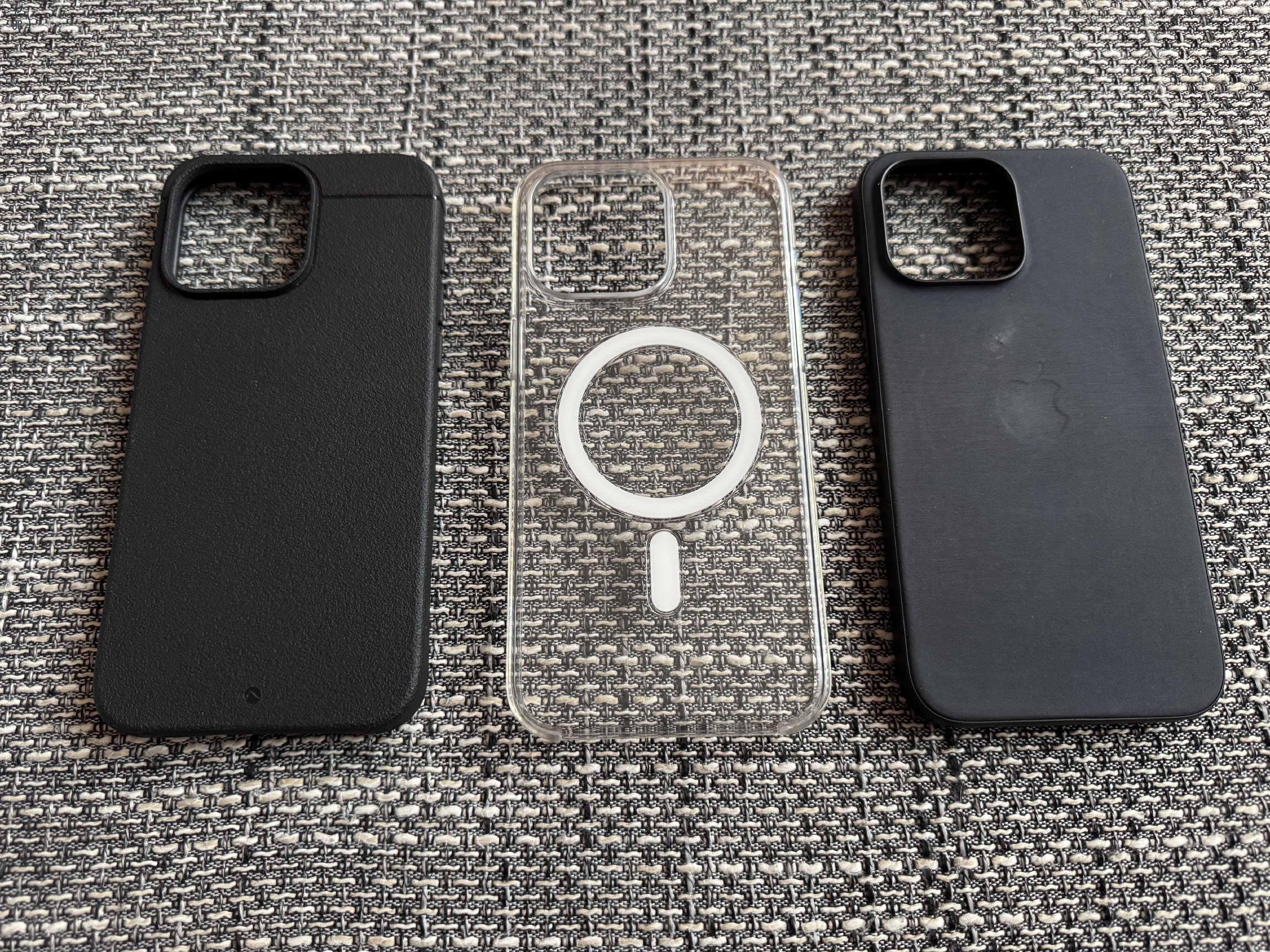 iPhone 15 Pro Max tokok eladók (Caudabe, FineWoven, Clear Case)