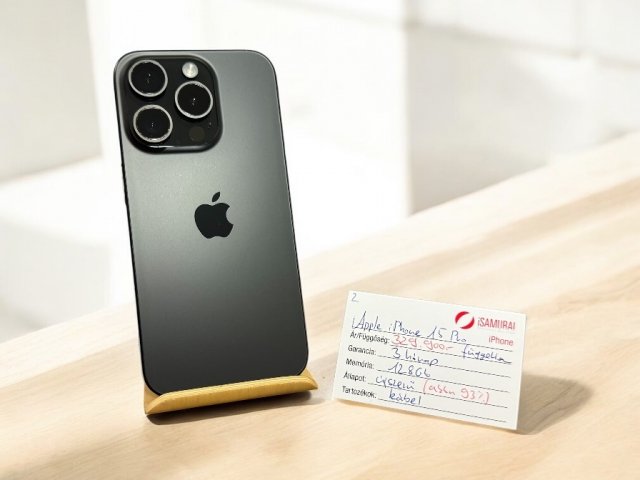2. Apple iPhone 15 Pro - 128 GB - Black Titán - Újszerű - 93% akku