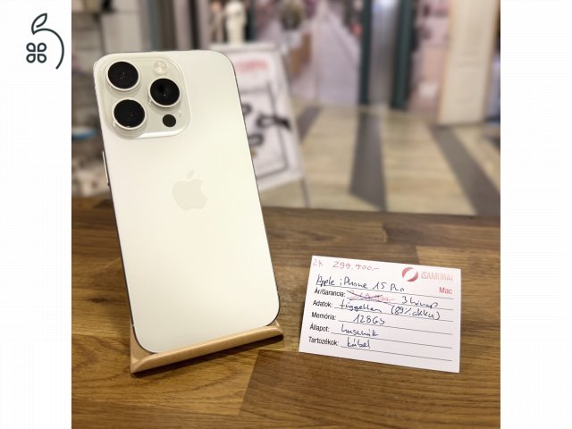 24. Apple iPhone 15 Pro - 128 GB - Fehér - Független