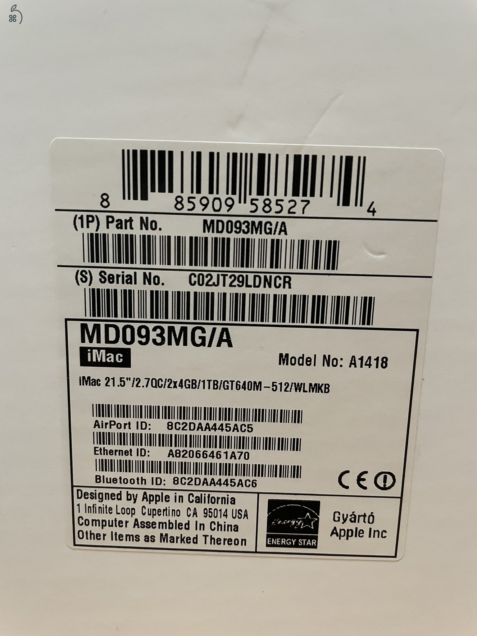 iMac 21,5