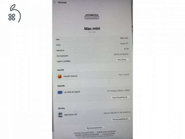 2020 Mac Mini 8GB RAM M1