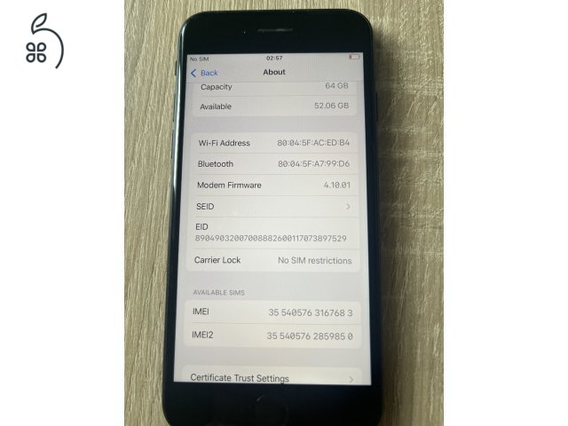 IPHONE SE3 2022 64GB TÖKÉLETES ÁLLAPOT , NAGYON JÓ AKKU,GARANCIA, ÜZLETBŐL