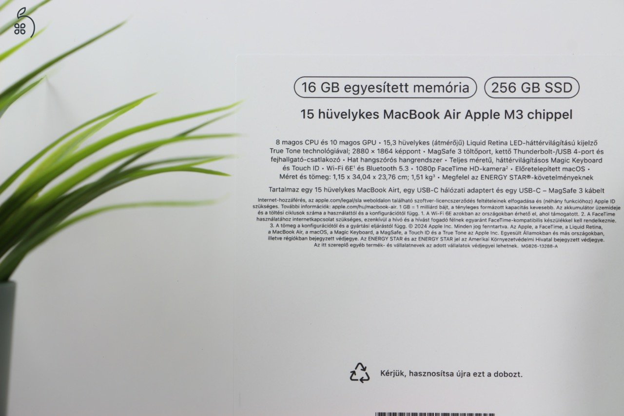 15 hüvelykes MacBook Air M3 – vadonatúj, bontatlan dobozban!