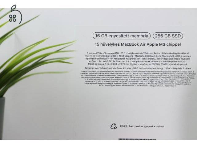 15 hüvelykes MacBook Air M3 – vadonatúj, bontatlan dobozban!