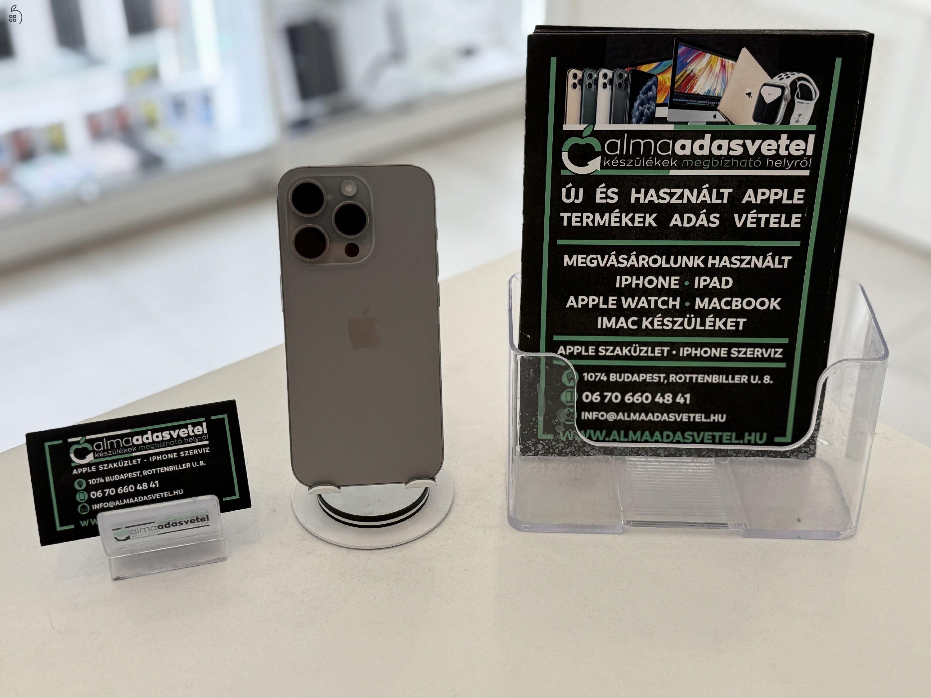 iPhone 15 Pro 256GB Független Megkímélt/1-3 hónap gar./Akku 89%/p4259