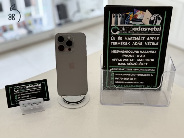 iPhone 15 Pro 256GB Független Megkímélt/1-3 hónap gar./Akku 89%/p4259