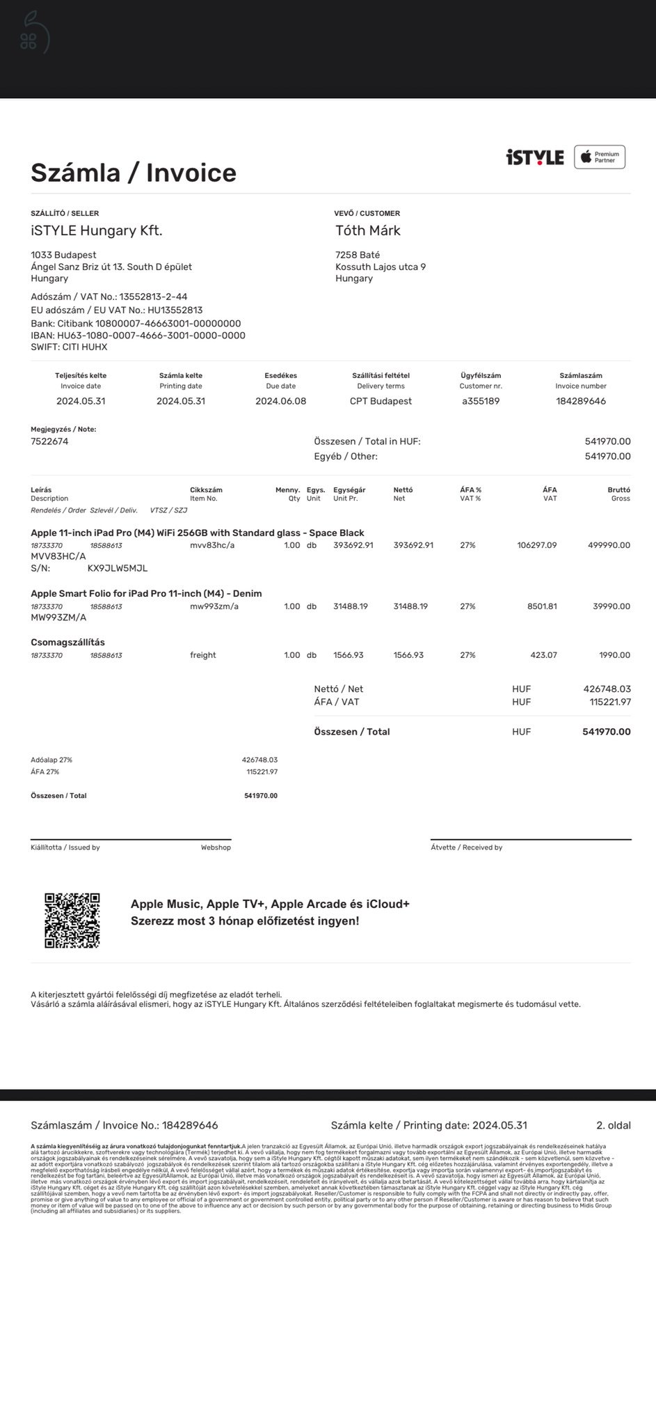 IPad Pro 256gb asztroszürke 2027.05.31-ig garanciális! + Eredeti Magic Keyboard tok+ Smart Folio!