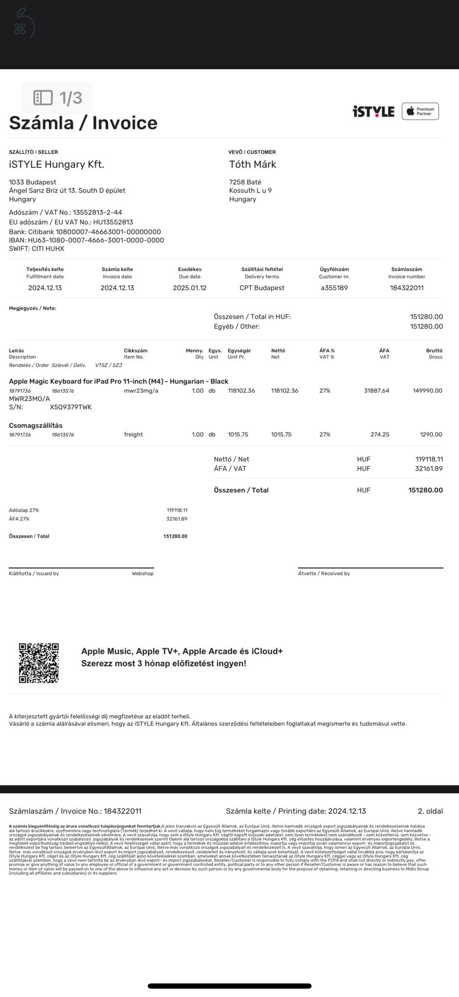 IPad Pro 256gb asztroszürke 2027.05.31-ig garanciális! + Eredeti Magic Keyboard tok+ Smart Folio!