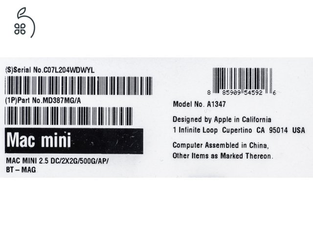Eladó Apple Mac Mini MD387MG/A (i5 2,5GHz/10GB RAM/500GB HDD)!