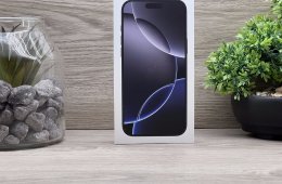 Új, Bontatlan iPhone 16 Pro Max Black Titanium 256GB 2 ÉV Garanciával Számlával Aksi 100%