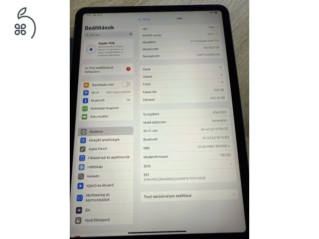 JEGELVE iPad Pro 11’ 256 GB 1.gen. ELADNI SZERETNÉM AZÉRT ENNYI!!!! 119990ft