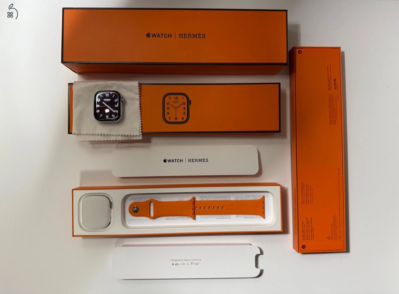 tanúsított Apple Watch Series 10 rozsdamentes acél 46 mm, Hermes Navy Torsade Band.,