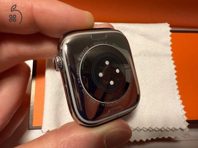 tanúsított Apple Watch Series 10 rozsdamentes acél 46 mm, Hermes Navy Torsade Band.,