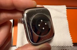 tanúsított Apple Watch Series 10 rozsdamentes acél 46 mm, Hermes Navy Torsade Band.,