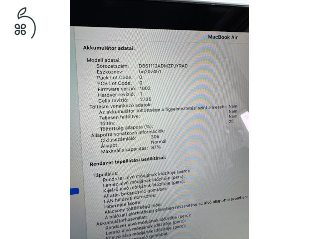Eladó vagy csere! Macbook Air, M1, 13 colos, 16 Gb ram 512 SSD, US billentyűzetkiosztás