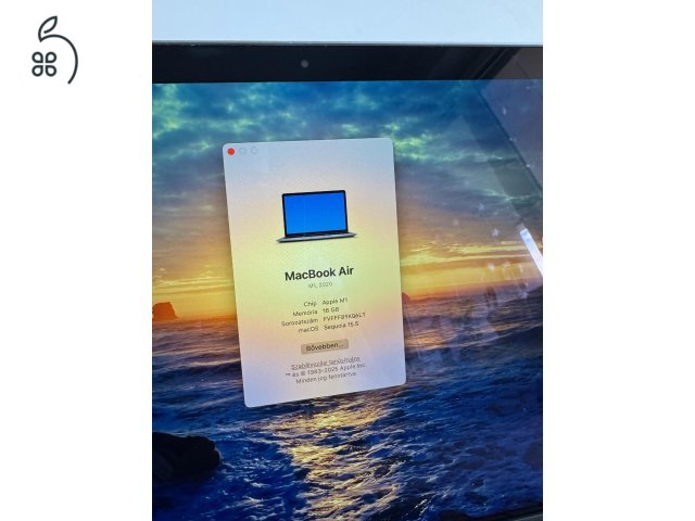 Eladó vagy csere! Macbook Air, M1, 13 colos, 16 Gb ram 512 SSD, US billentyűzetkiosztás