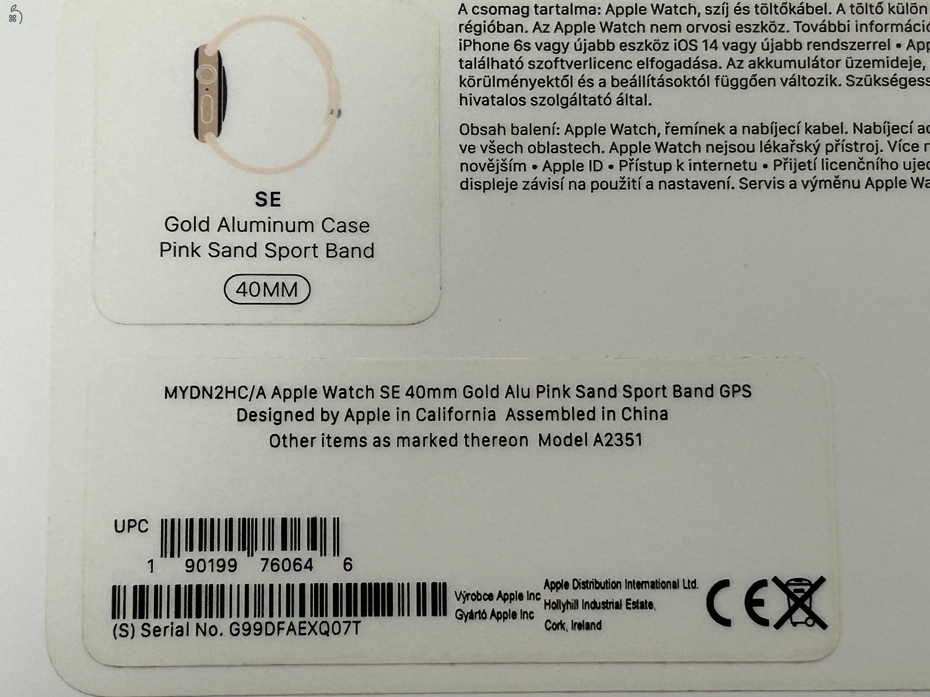 Apple Watch SE 40 mm Gold alu Pink