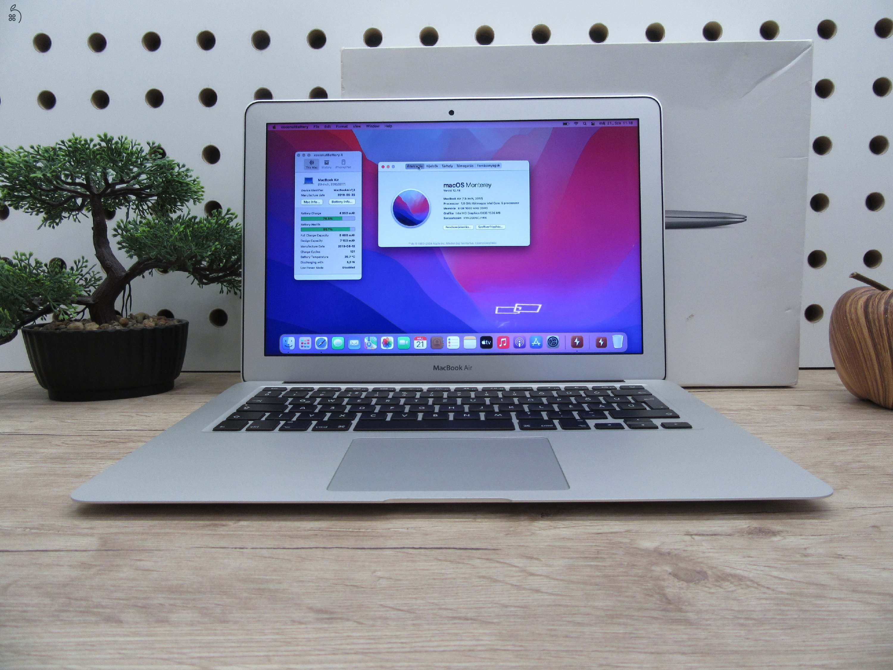 Apple Macbook Air 13 - 2017 2019-es gyártás - Használt, újszerű állapot, minden alkatrésze gyári