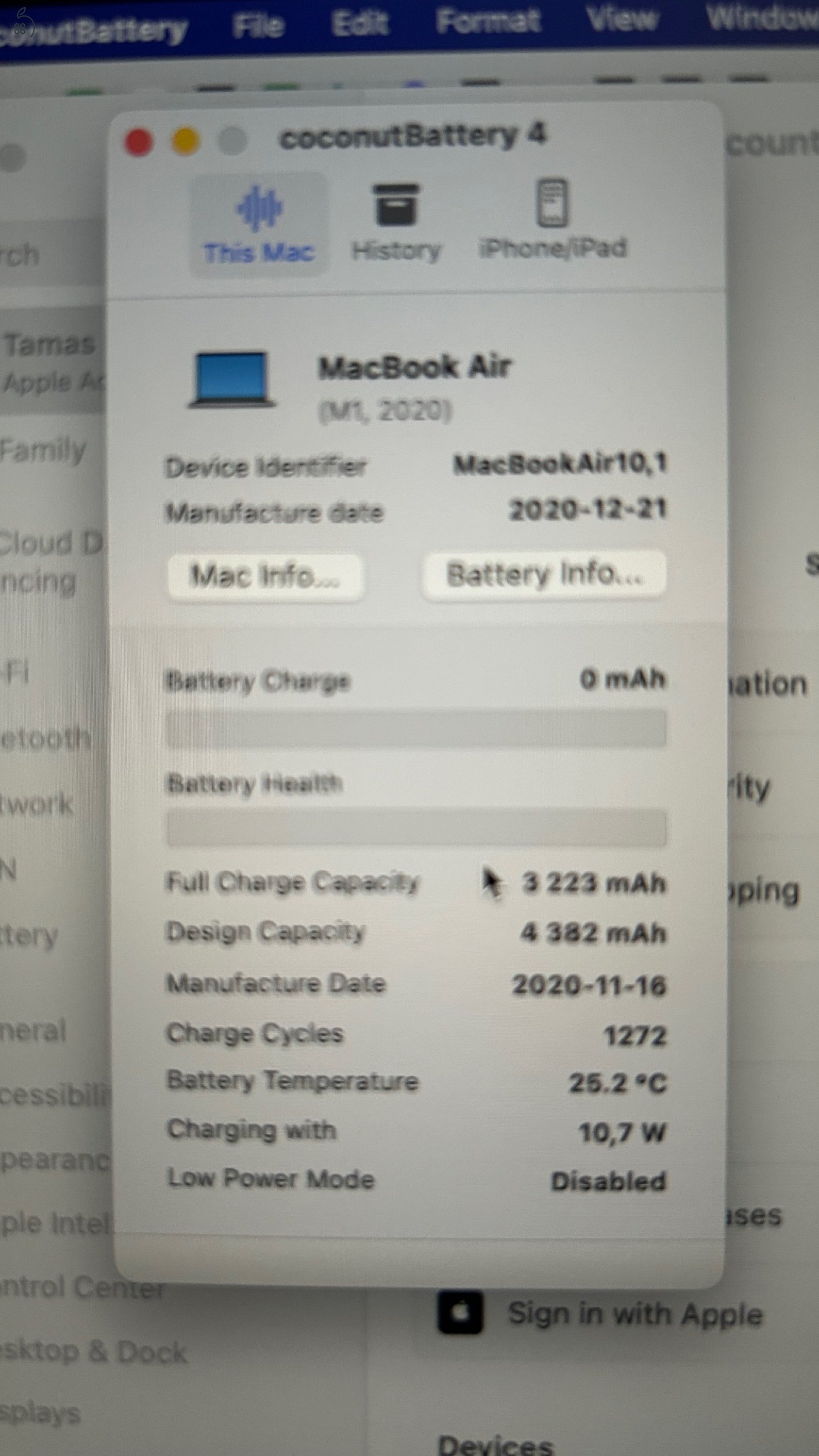 M1 Macbook Air 2020 asztroszürke 256 GB
