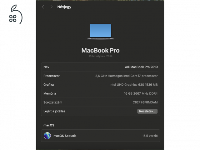 MacBook Pro 2019 16'' (2.6 Ghz i7, 16Gb Ram, 512 Gb SSD, 4Gb Radeon Pro 5300M)