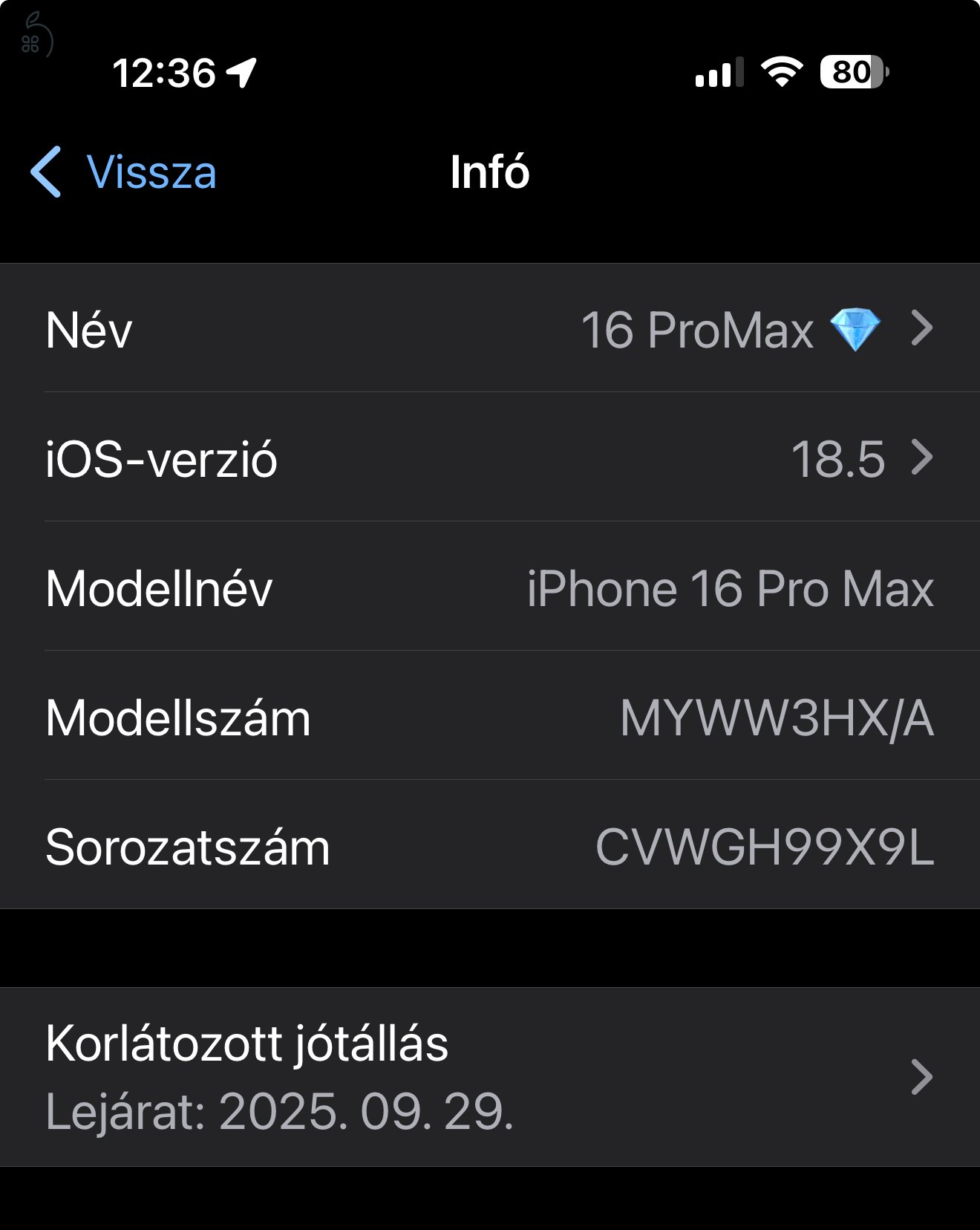 iPhone 16 ProMax 256GB fehér