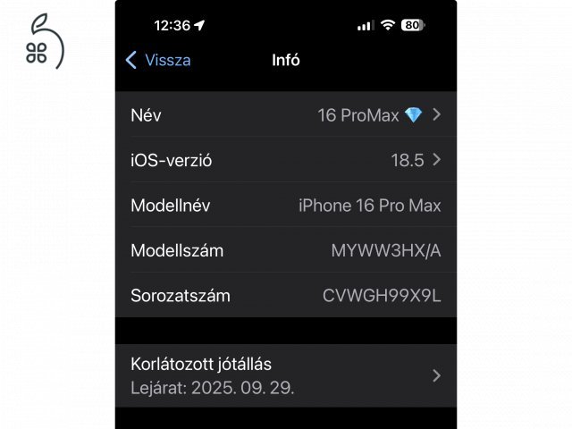 iPhone 16 ProMax 256GB fehér