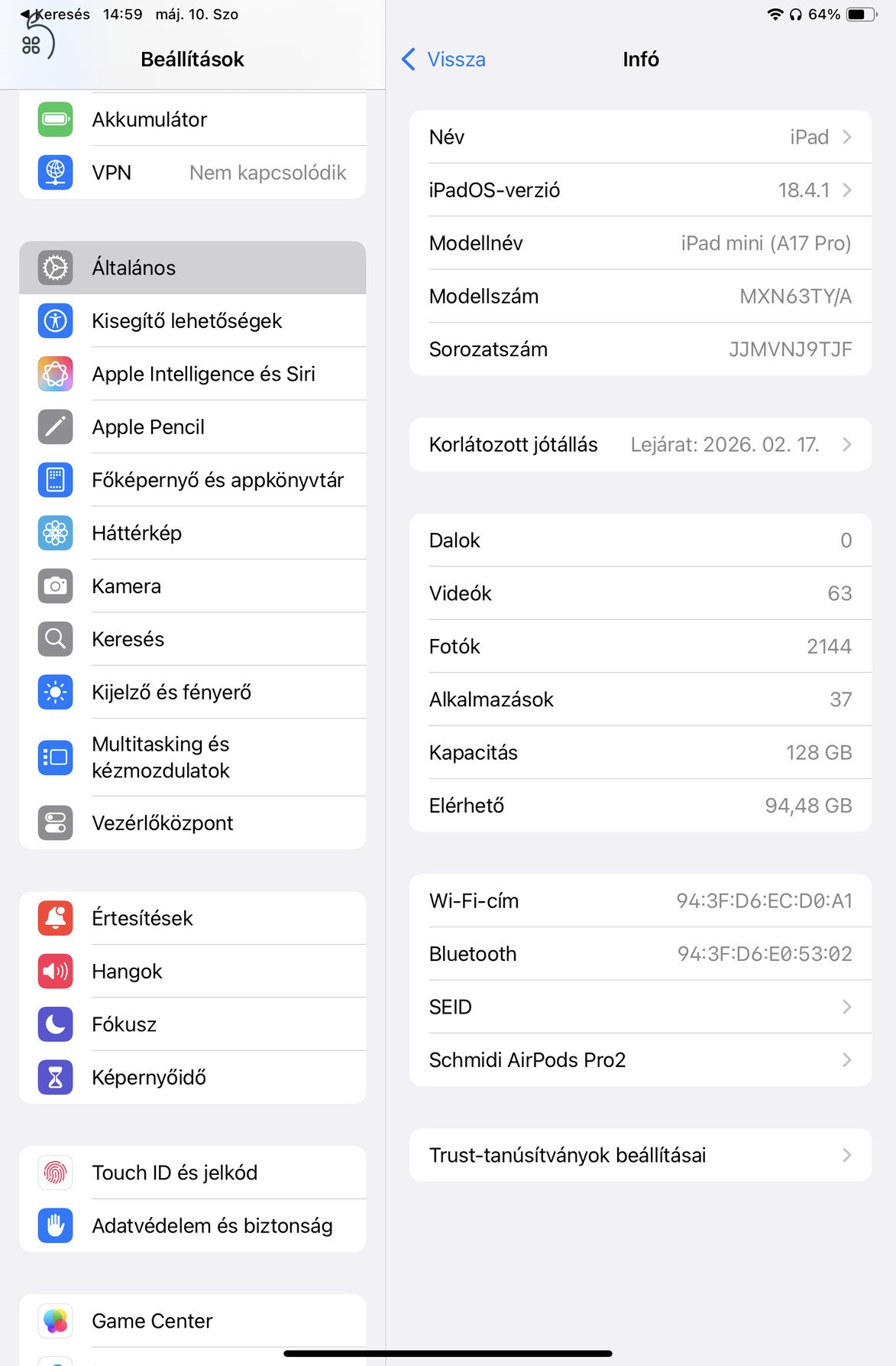 iPad Mini 7, 128GB, WiFi, Space Grey + Smart Folio