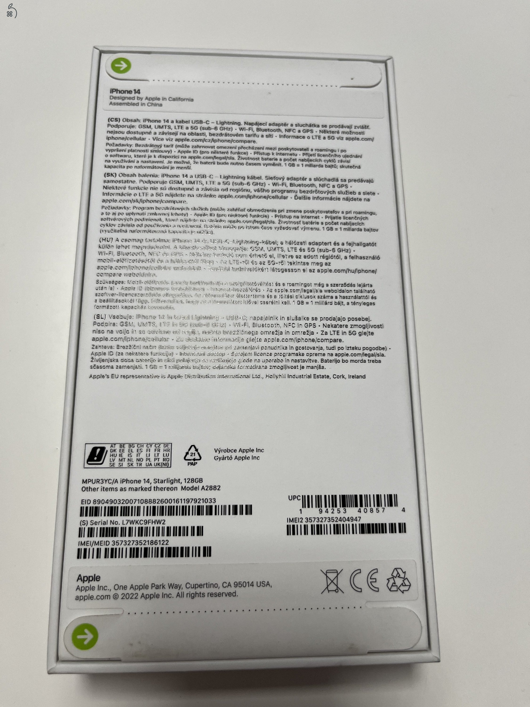 iPhone 14 128GB Bontatlan dobozos! Gyárilag független. 