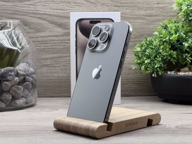 Hibátlan iPhone 15 Pro Natural Titanium 128GB 2 ÉV Garanciával Számlával Aksi 91%