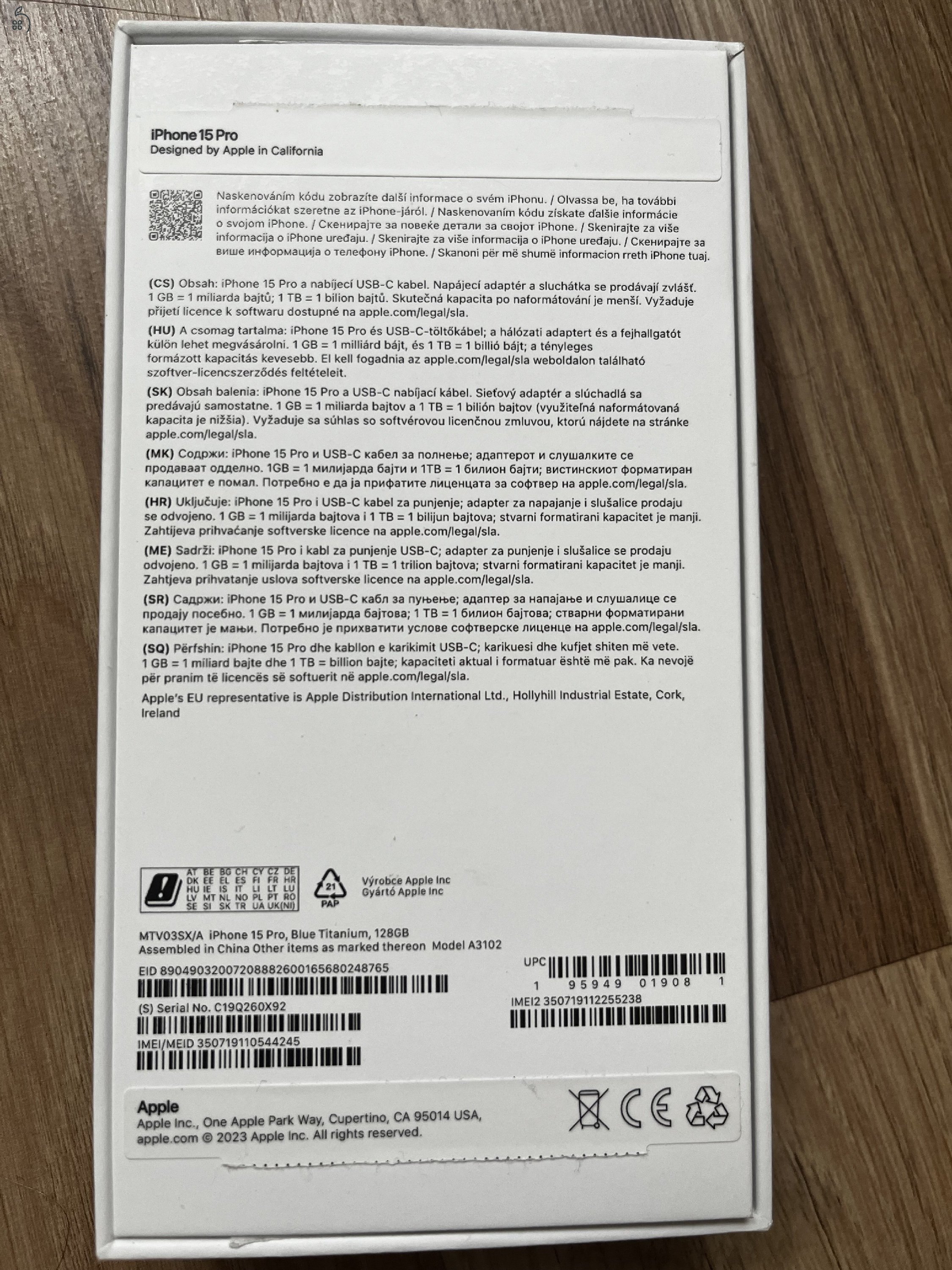 Apple Iphone 15Pro Blue Titanium 128GB