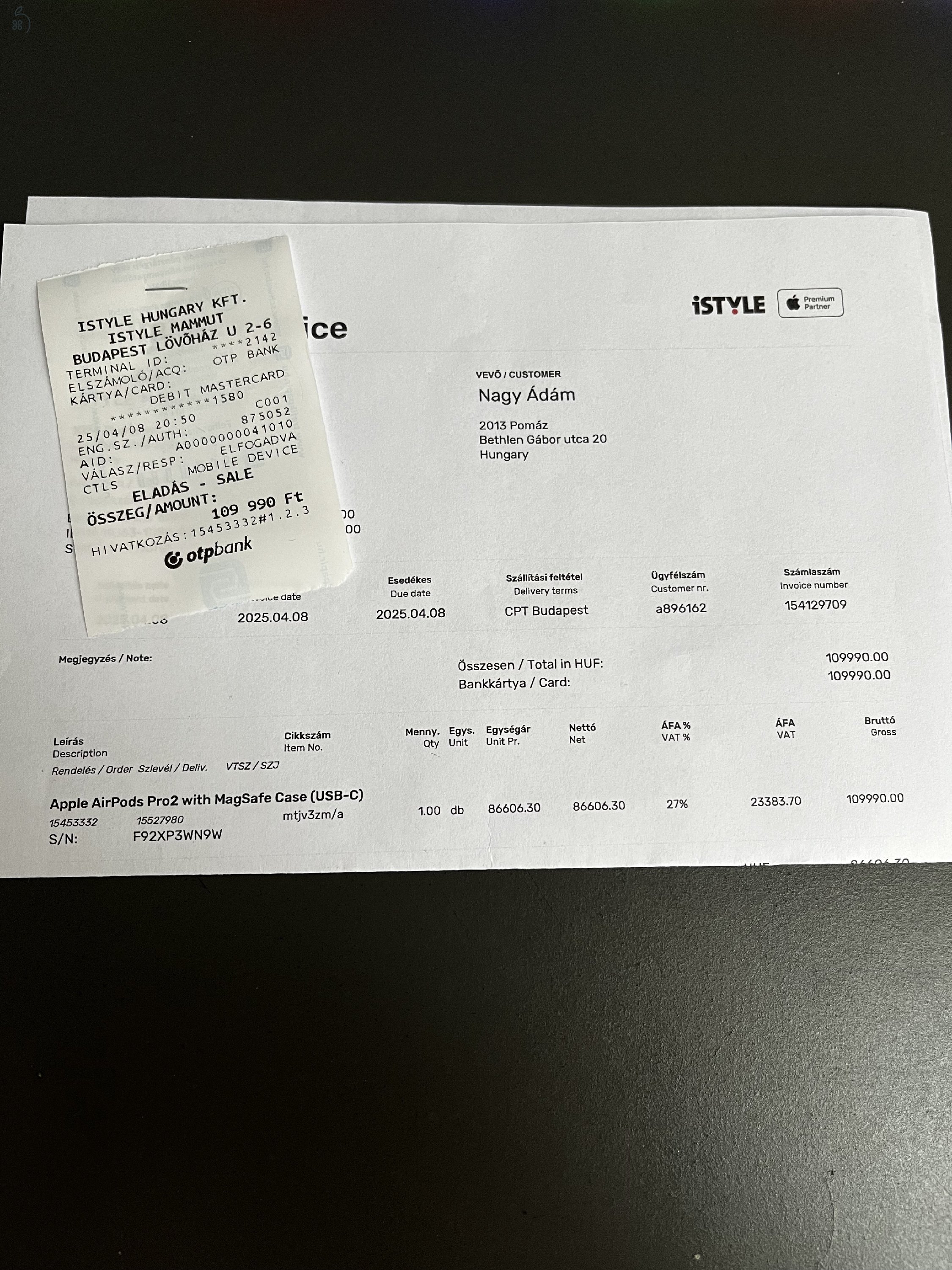 Apple AirPods Pro 2. generációs MagSafe tokkal (USB-C) Eladó/Cserélhető!