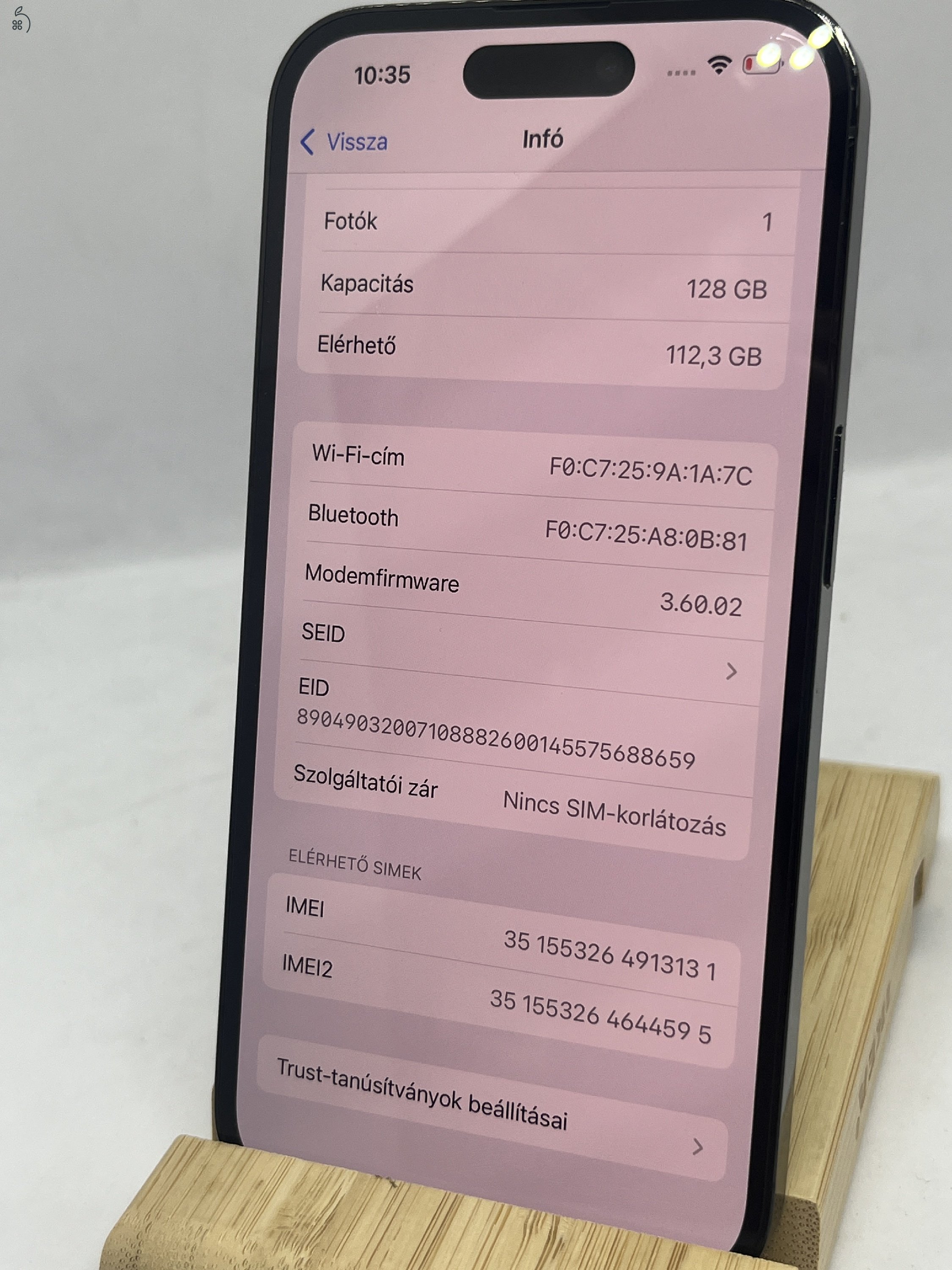 KIFOGÁSTALAN IPHONE 14 PRO 128GB, ÜZLETBŐl, GARANCIÁVAL
