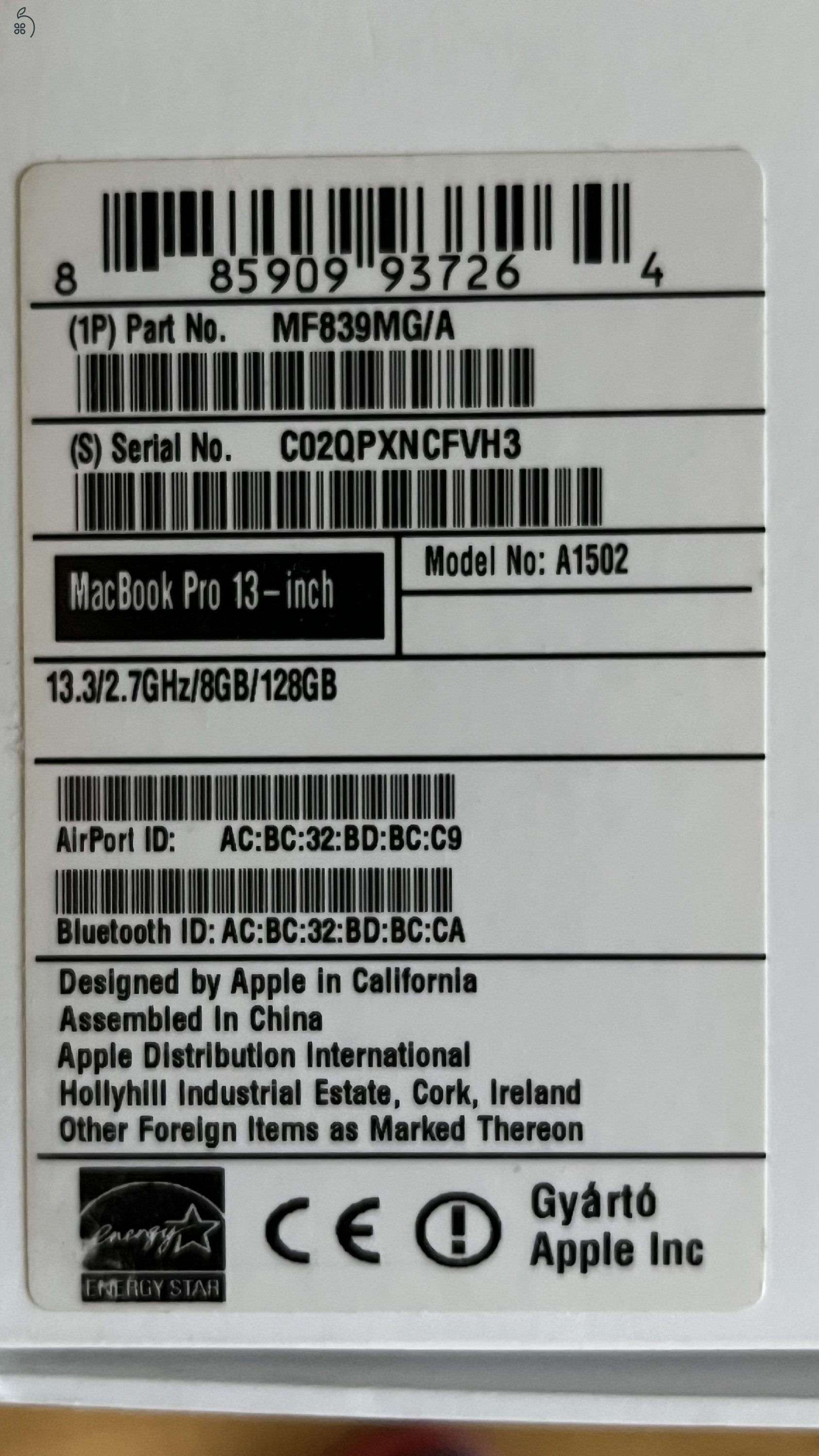 Macbook Pro 2015 Early 13