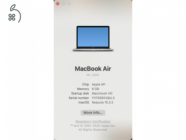 Patika állapotú M1 (8 core CPU) MacBook Air - USA modell