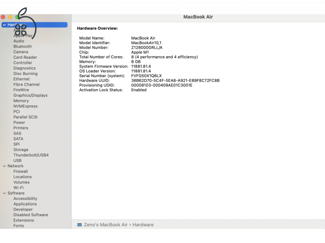 Patika állapotú M1 (8 core CPU) MacBook Air - USA modell
