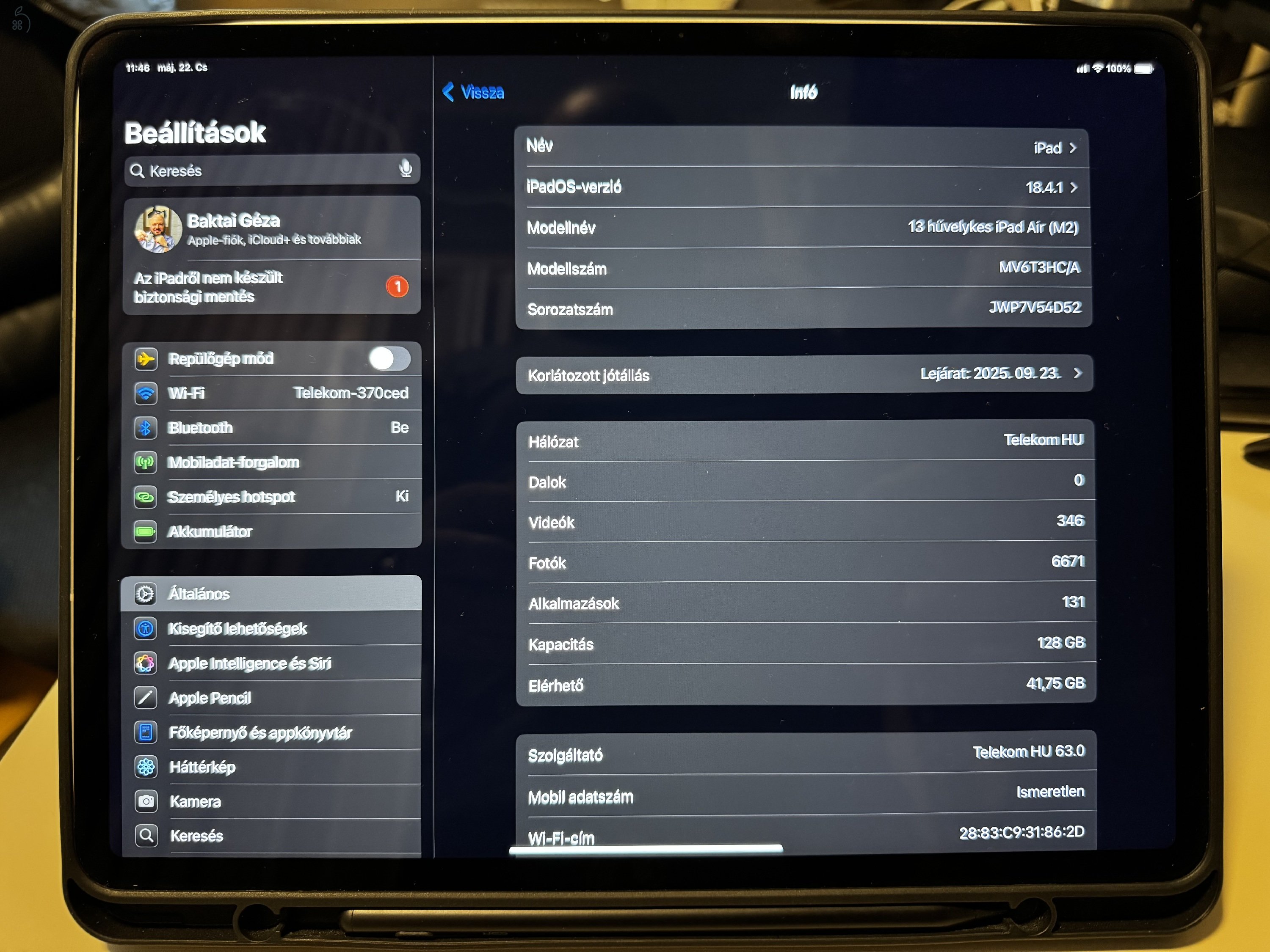 iPad Air 13” (Wi-Fi + Cellular) 128 GB + Pencil + tok – Garanciás!