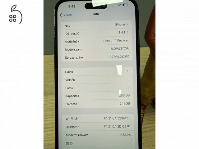 iPhone 14 Pro Max  256gb Fekete