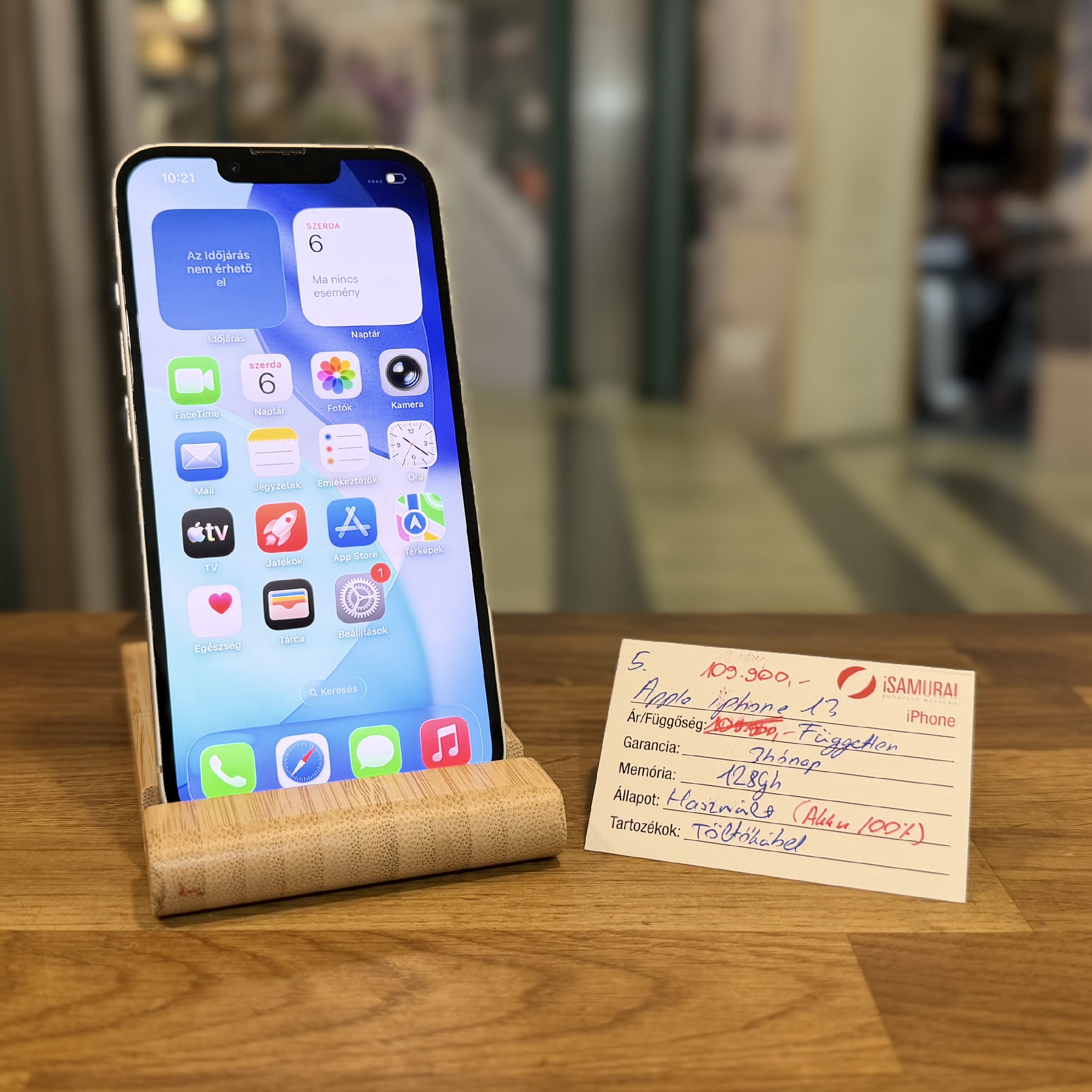 Apple iPhone 13 - 128 GB - Fehér - 100% akku - Független (5.)