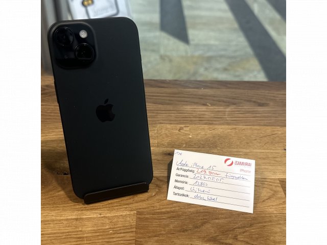 136. Apple iPhone 15 - 128 GB - Black Titán - Újszerű - 2027.05.05.garancia