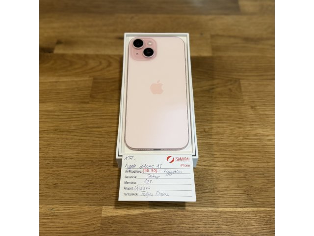 137. Apple iPhone 15 - 128 GB - Rózsaszín - Újszerű