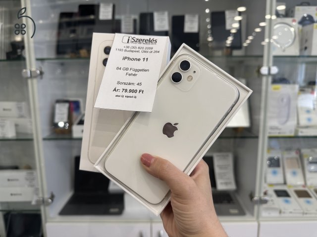iPhone 11 64GB fehér független új akku, új kijelző garanciával (45) iszerelés.hu
