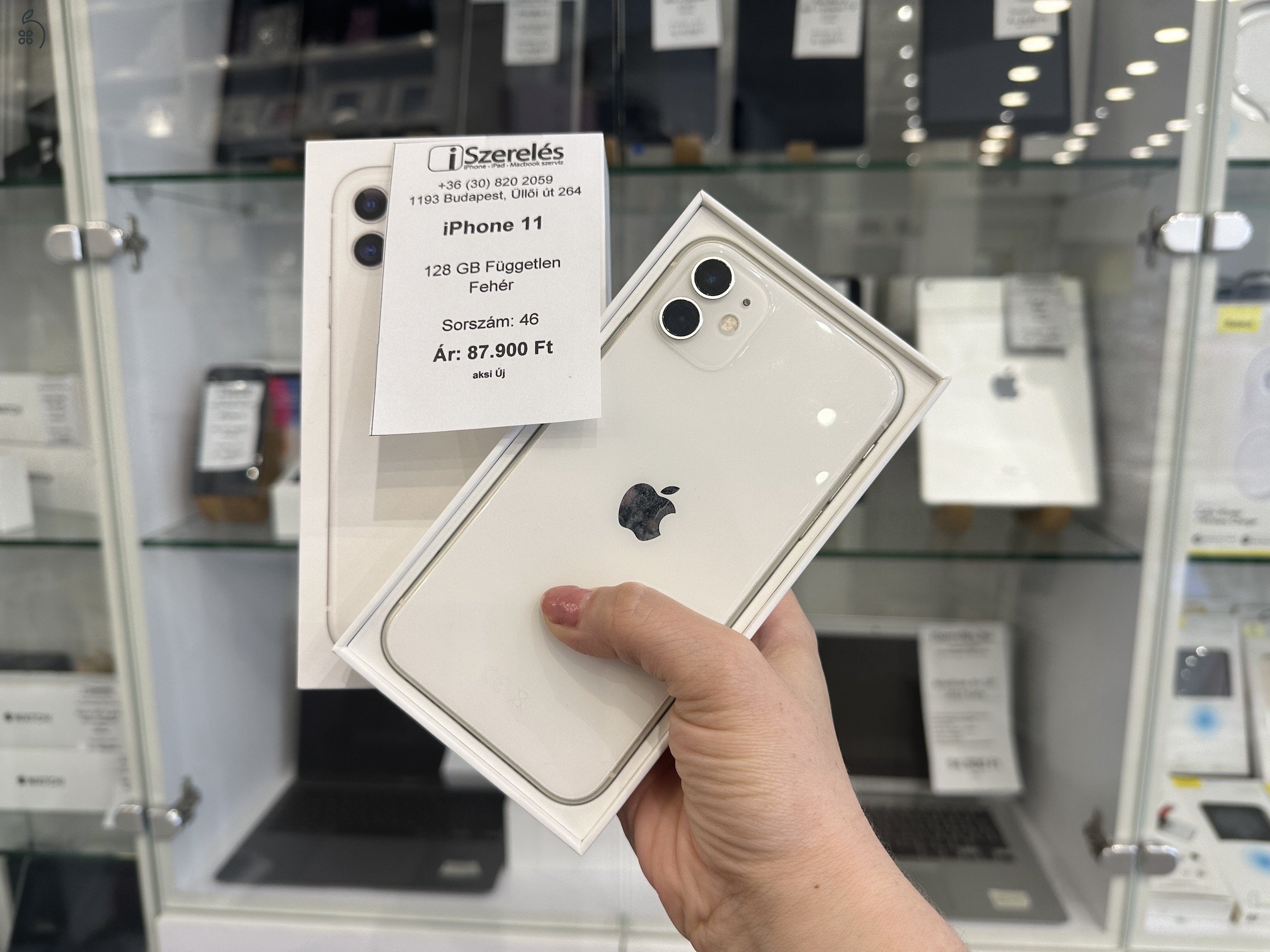 iPhone 11 128 GB független fehér új akku garanciával (46) iszerelés.hu