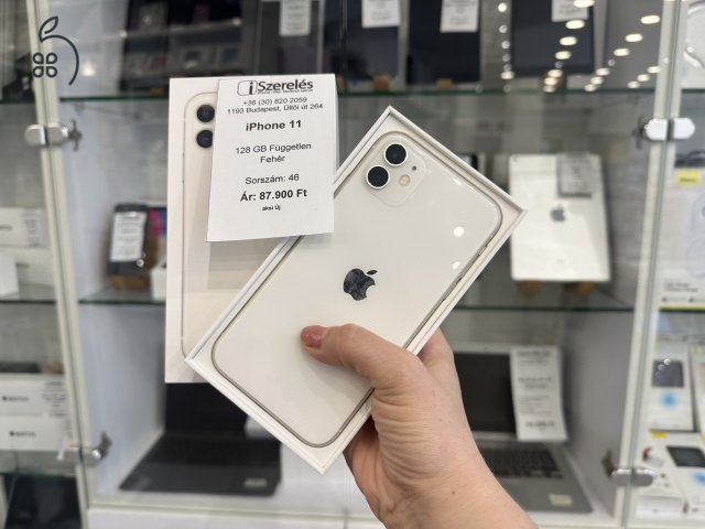 iPhone 11 128 GB független fehér új akku garanciával (46) iszerelés.hu