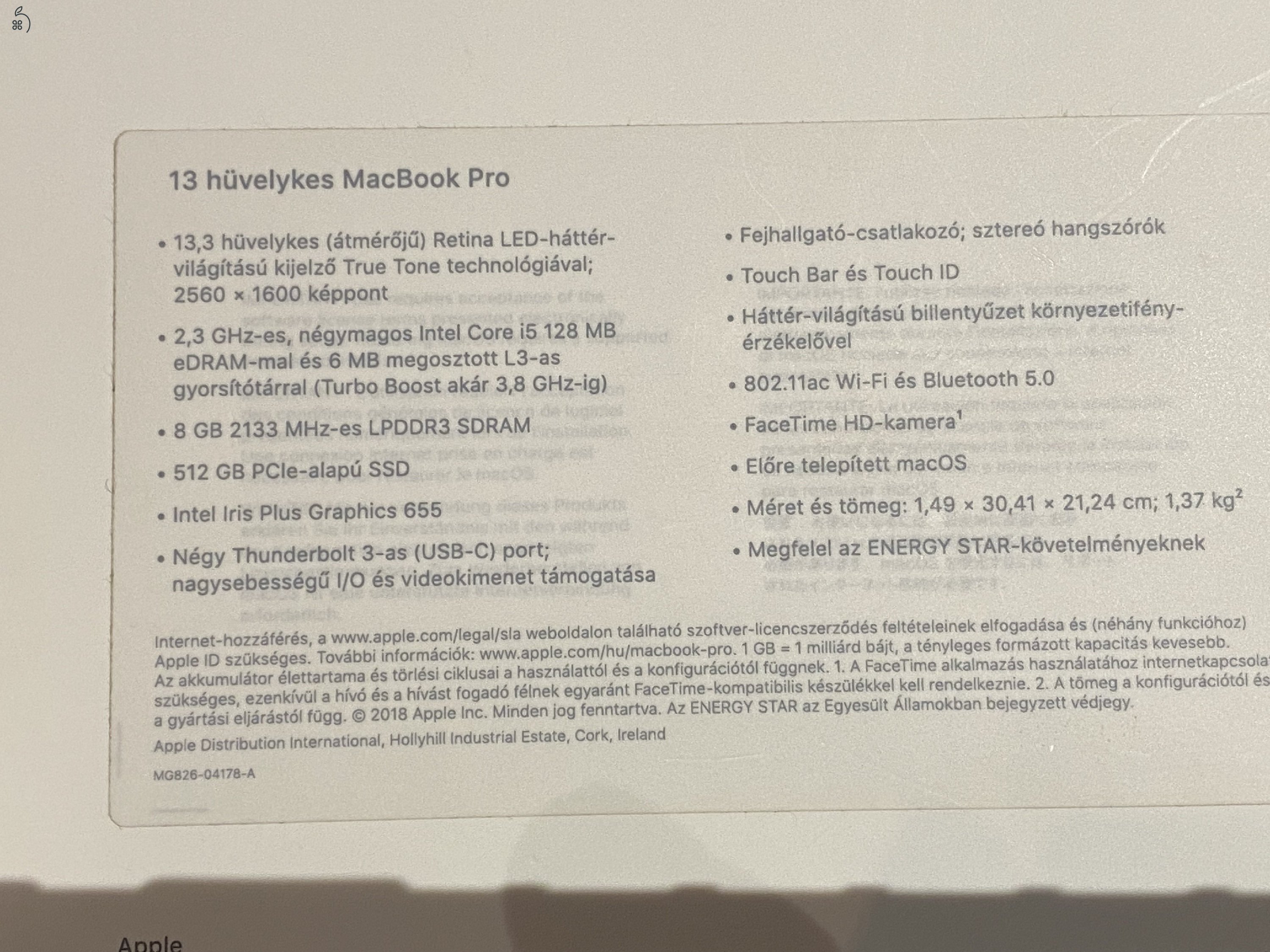 Apple MacBook Pro A1989 Új Akku!!