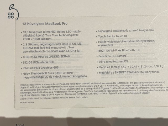 Apple MacBook Pro A1989 Új Akku!!