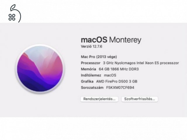Eladó egy szép, megkímélt állapotú Apple Mac Pro (2013, 6.1) asztali számítógép