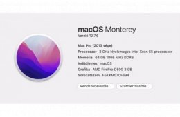 Eladó Apple Mac Pro (2013, 6.1), 8 mag, 64 GB, 1 TB apple SSD, AMD FirePro D500 3 GB