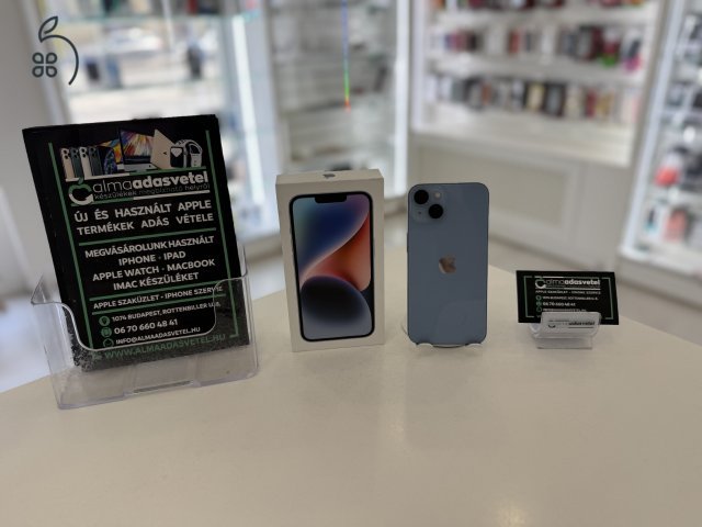 iPhone 14 256GB Vodafone KÉK Újszerű/1-3 hónap gar./Akku 87%/p4282