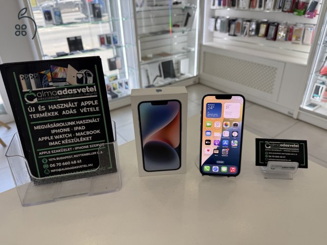 iPhone 14 256GB Vodafone KÉK Újszerű/1-3 hónap gar./Akku 87%/p4282