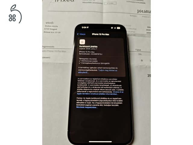Iphone 15 Pro Max 94% akku, független, 256gb